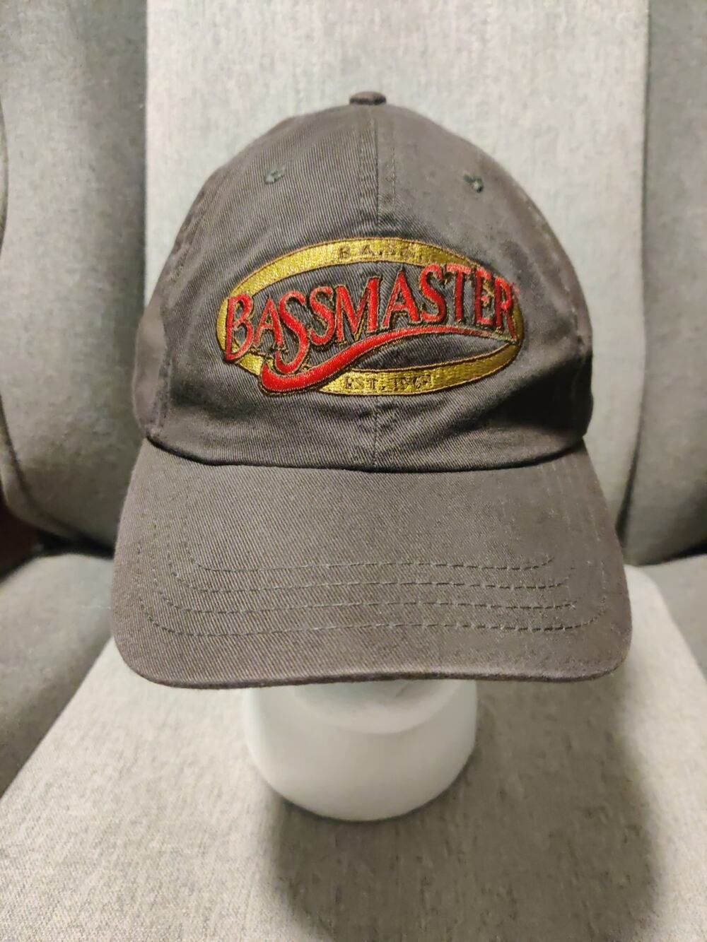 Fishing B.A.S.S. Bassmaster Brown Baseball Cap Hat One Size Adjustable Strap VTG